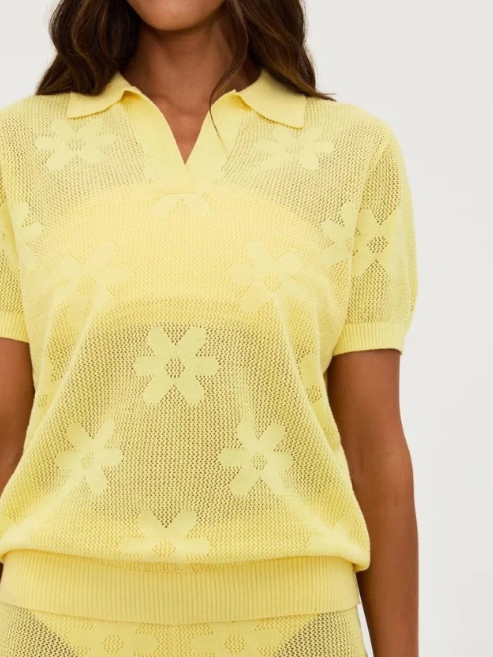 Beach Riot Liliana Short Sleeve Polo Top XL Butter Blossom NWT